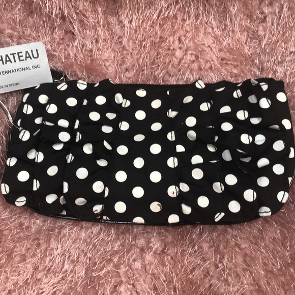 Black with white polka dots wrist purse - Picture 2 of 7